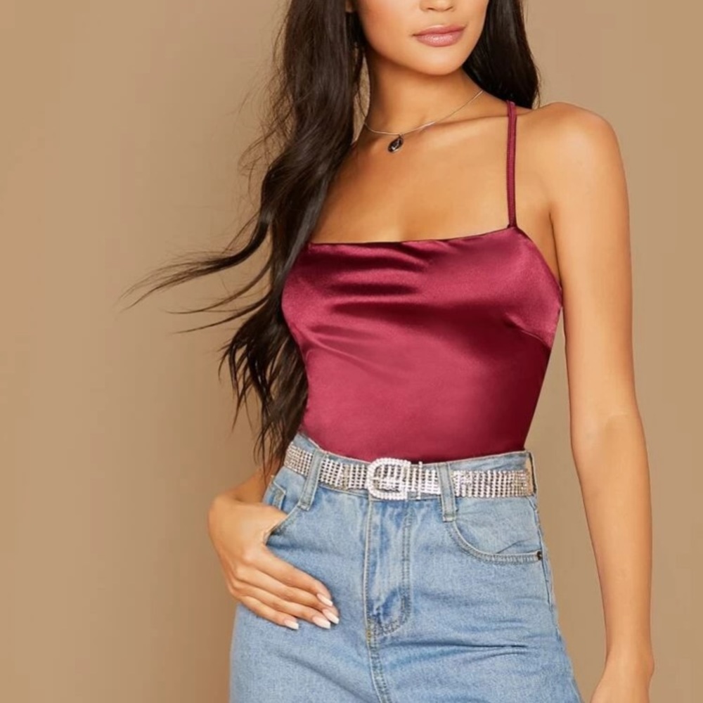 Satin open back cami top